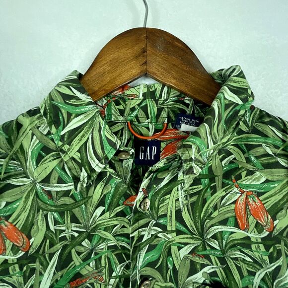 Gap Shirt Tag Size XXL (14-16) Juniors Tropical Bugs Short Sleeve Collared - Picture 8 of 12